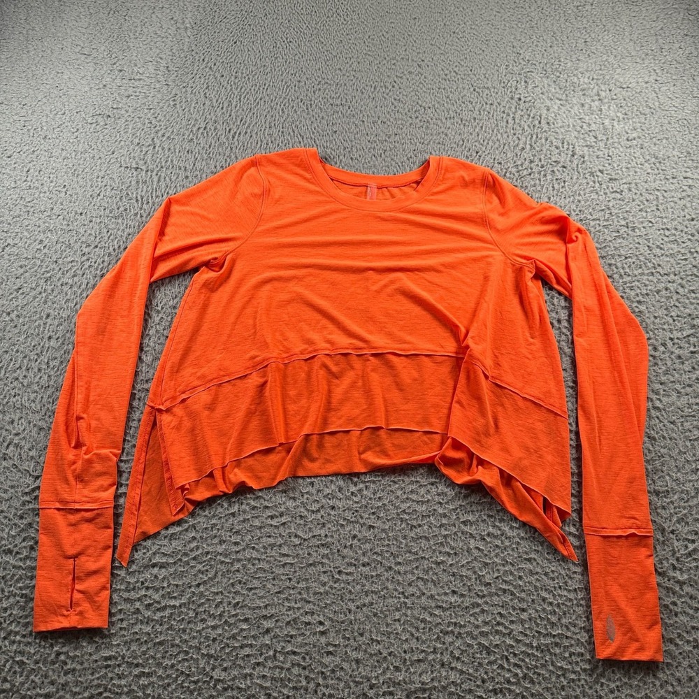 FP Movement Tempo Long Sleeve Top Womens XS Orange Lightweight Workout